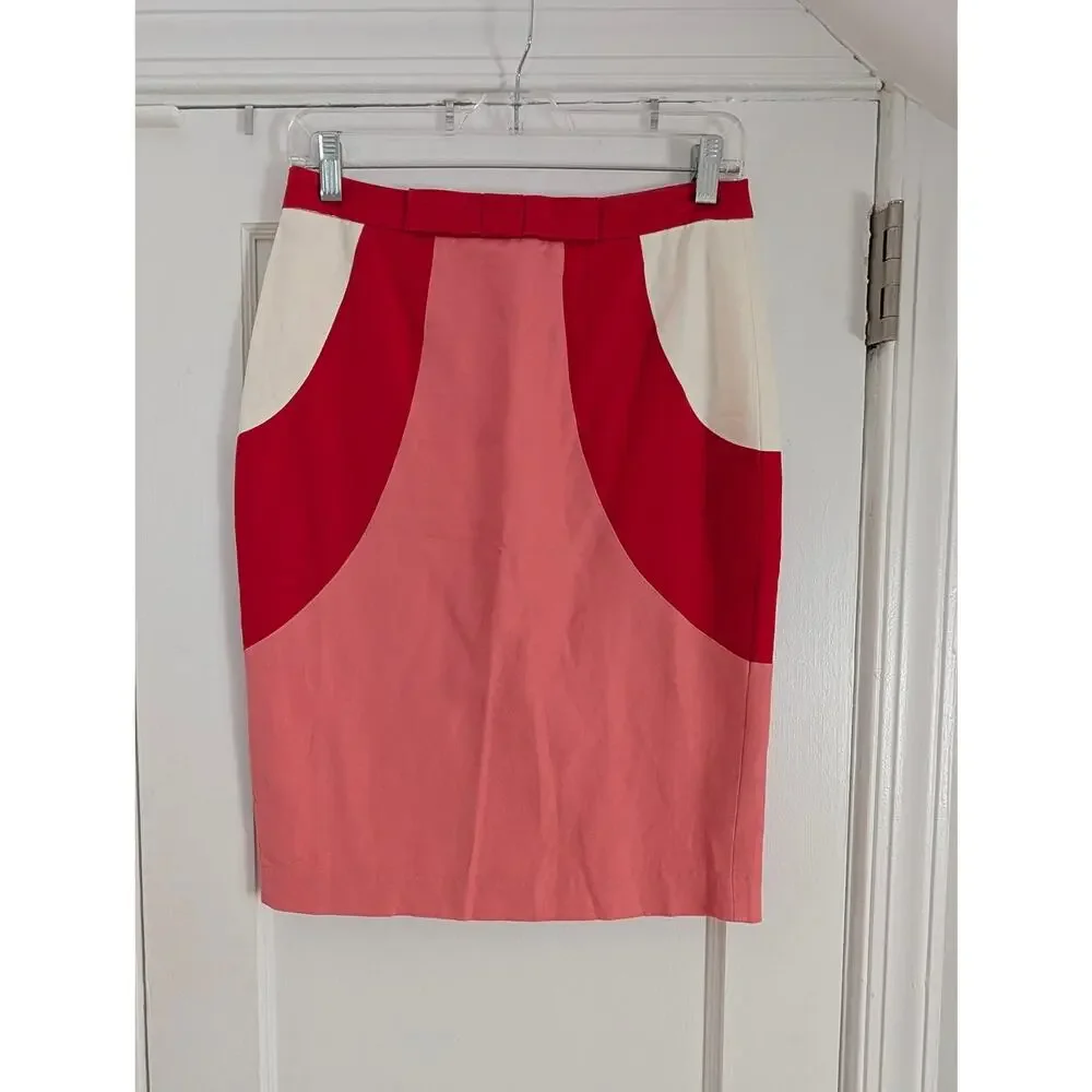 Boden Retro Colorblock Bow Pencil Skirt // US 4 / UK 8 // Red - Picture 2 of 4